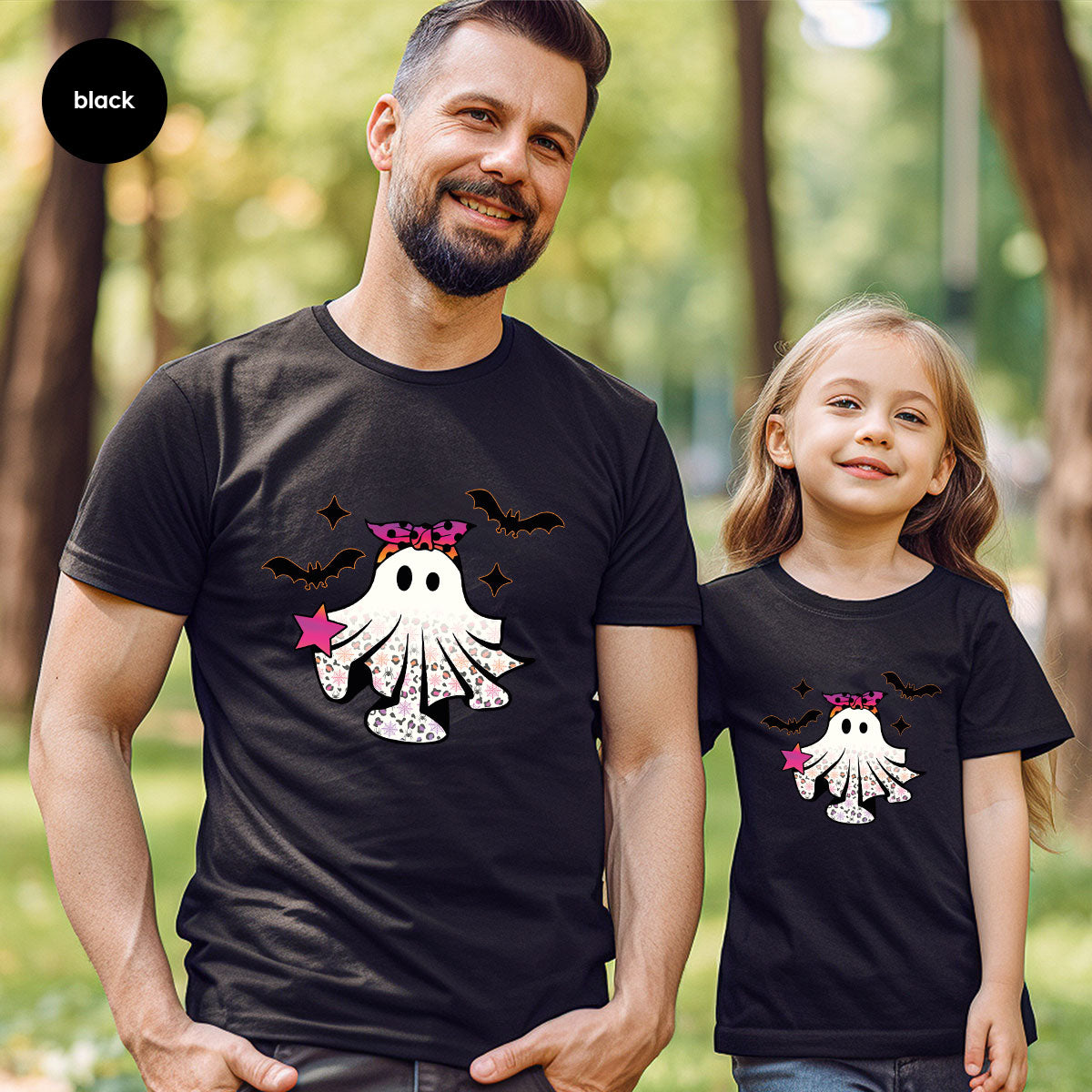 Spooky Season Outfit, Ghost Graphic Tee, Girls Boo Vneck TShirt