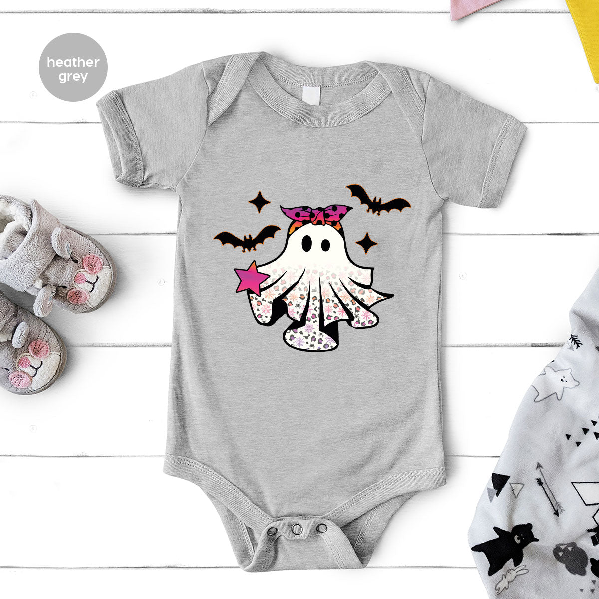 Spooky Season Outfit, Ghost Graphic Tee, Girls Boo Vneck TShirt