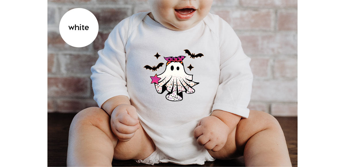 Spooky Season Outfit, Ghost Graphic Tee, Girls Boo Vneck TShirt
