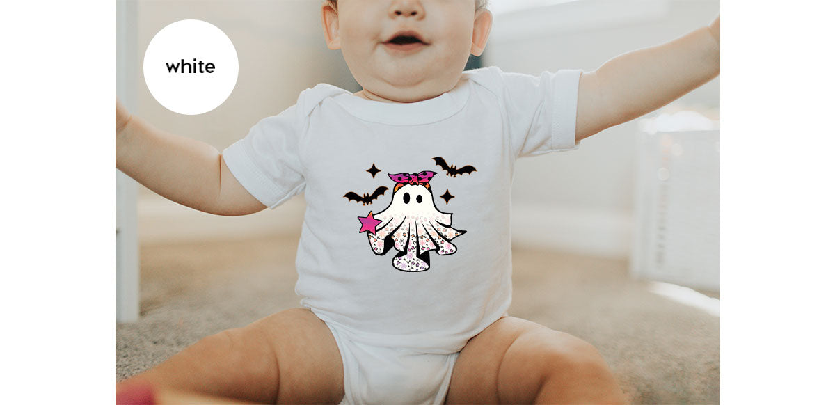 Spooky Season Outfit, Ghost Graphic Tee, Girls Boo Vneck TShirt