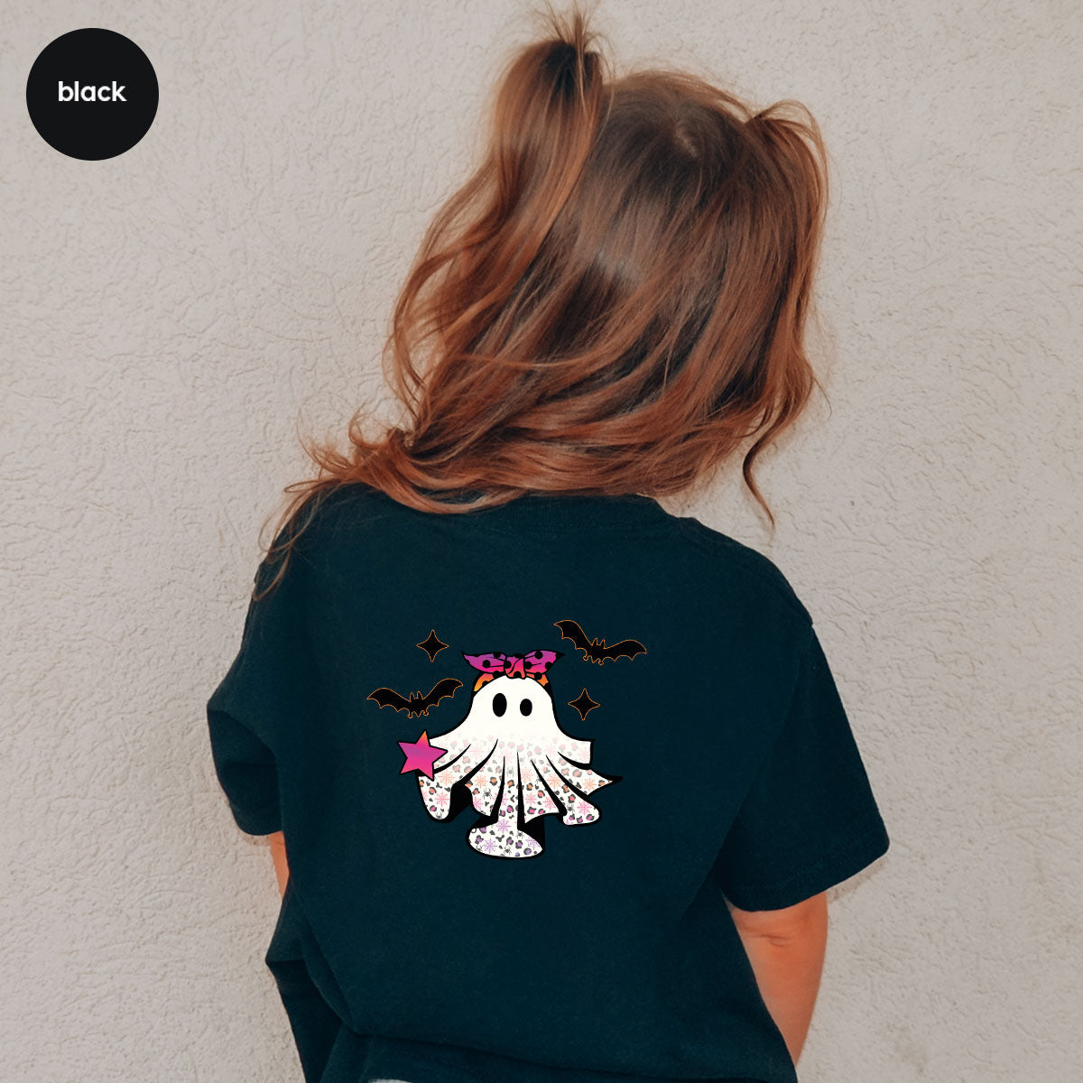 Spooky Season Outfit, Ghost Graphic Tee, Girls Boo Vneck TShirt