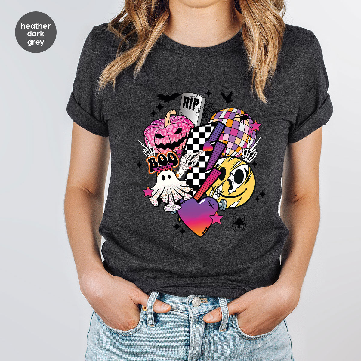 Retro Halloween Shirt, Spooky Pumpkin Shirt, Cool Checkered Outfit