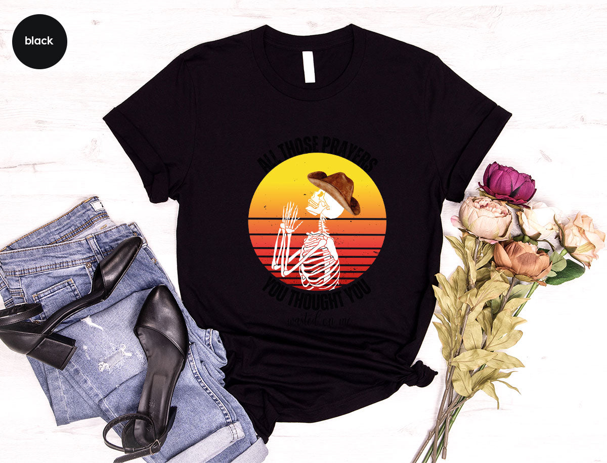 Halloween Crewneck Sweatshirt, Vintage Skeleton Shirt, Christian Vneck T Shirts