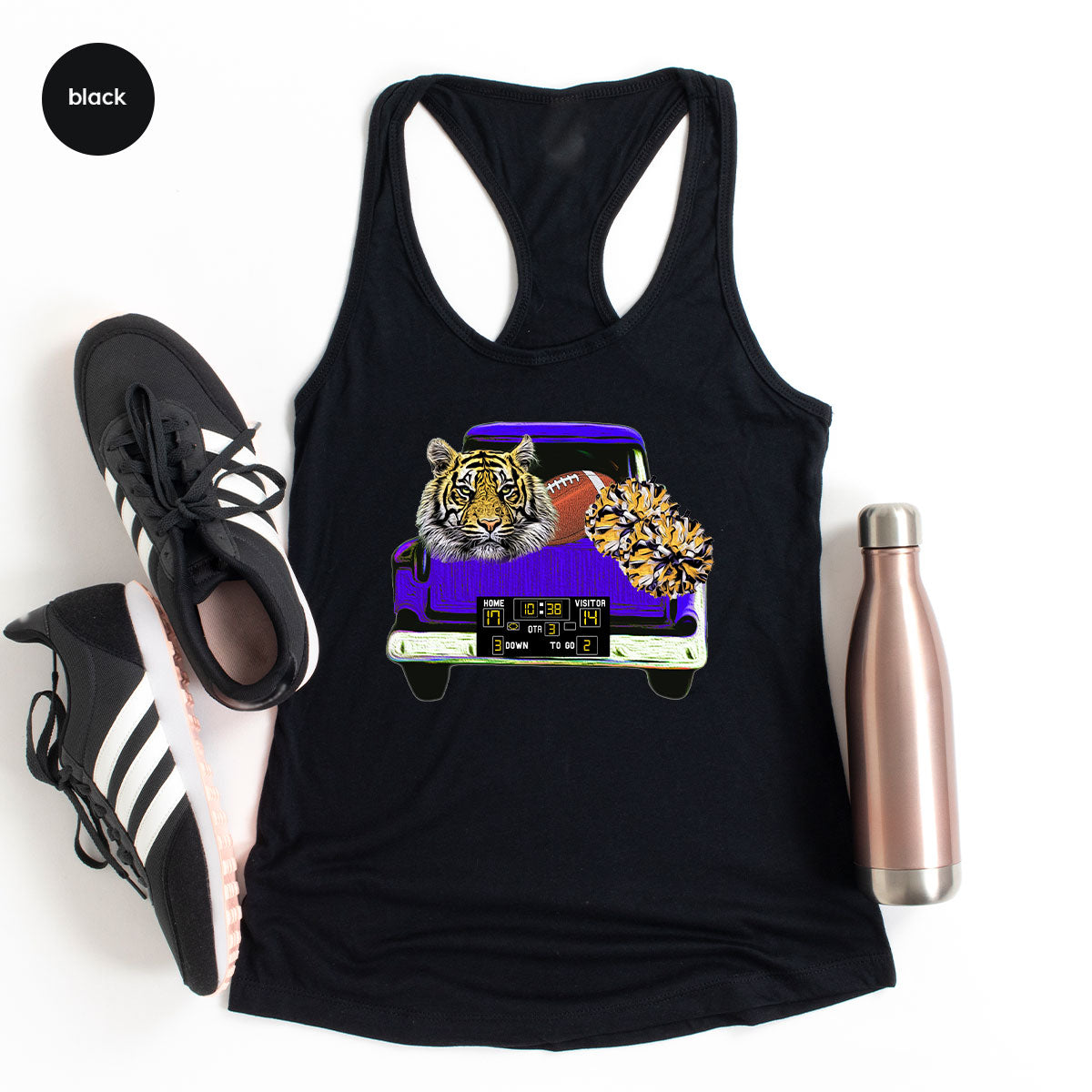 Football Truck Shirt, Tiger Graphic Tees, Football Mom TShirt, Football Gifts for Her, Cheer Vneck Shirt, Gift for Him, Sports Clothing