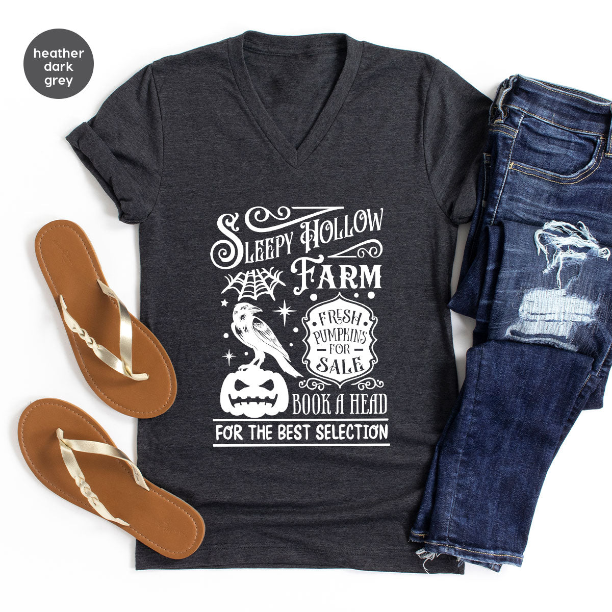 Halloween Sweatshirt, Farmer Outfit, Pumpkin Shirt, Spooky Season Clothing, Crow T-Shirt, Farm Graphic Tees, Gift for Him, Movie VNeck Shirt