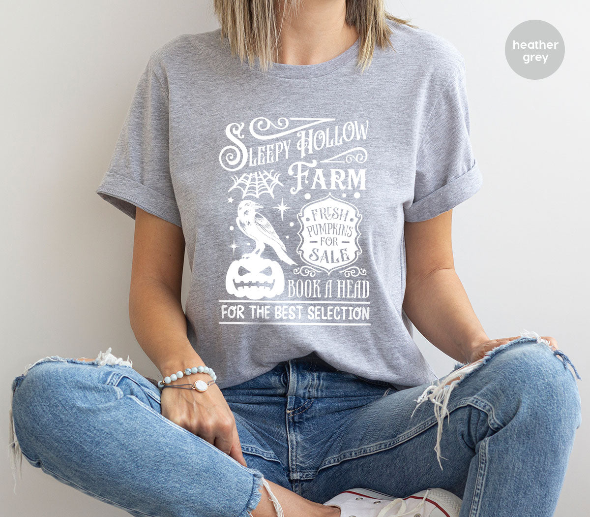 Halloween Sweatshirt, Farmer Outfit, Pumpkin Shirt, Spooky Season Clothing, Crow T-Shirt, Farm Graphic Tees, Gift for Him, Movie VNeck Shirt