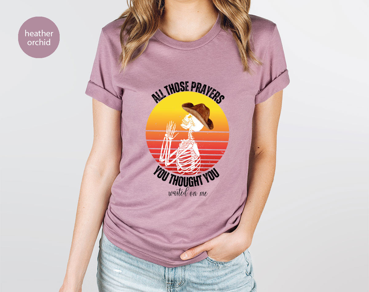 Halloween Crewneck Sweatshirt, Vintage Skeleton Shirt, Christian Vneck T Shirts