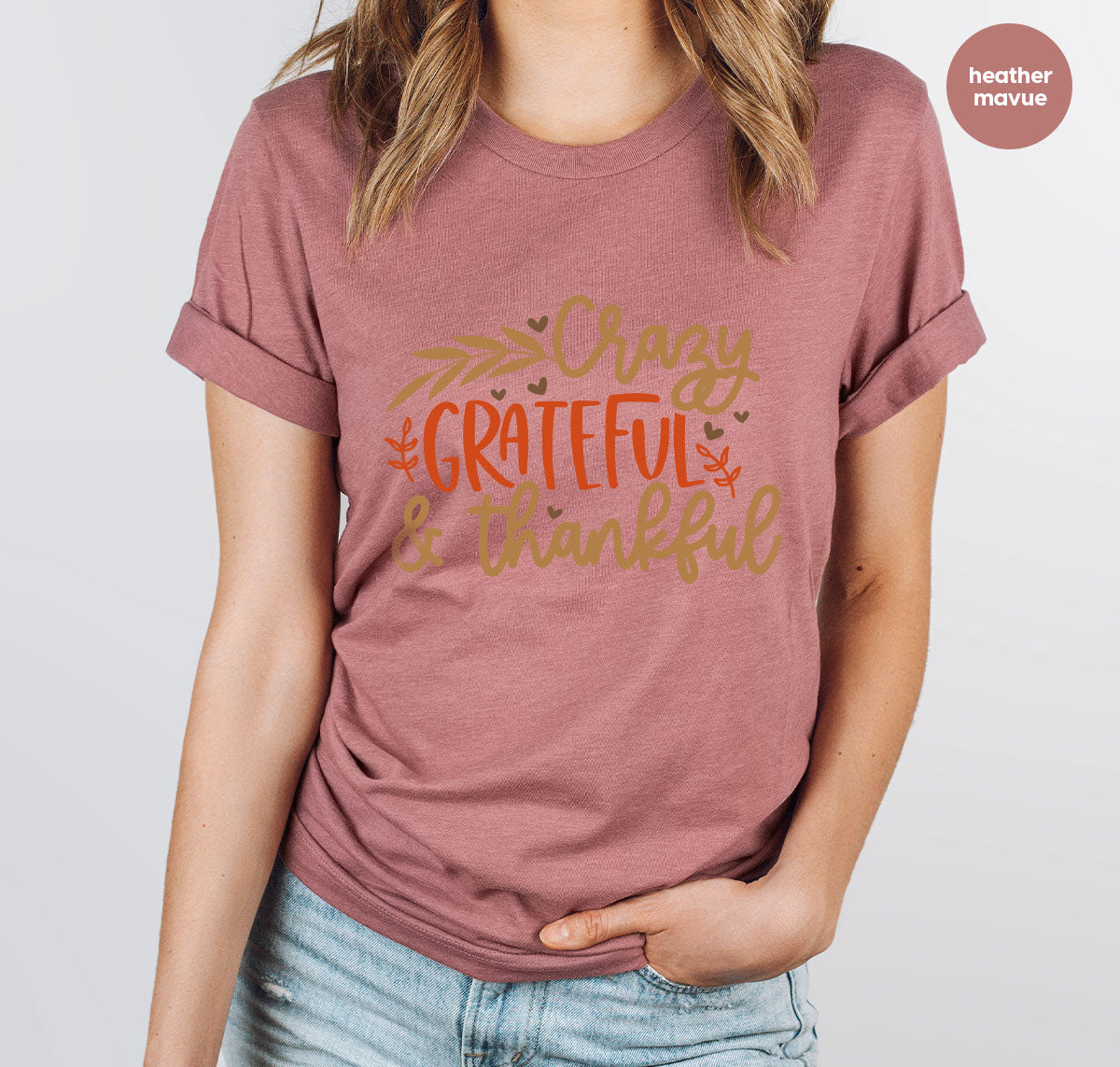 Funny Fall T Shirt, Gift for Her, Crazy Grateful Thankful T-Shirt, Autumn Clothing, Happy Thanksgiving TShirts, Leaves Graphic Tees