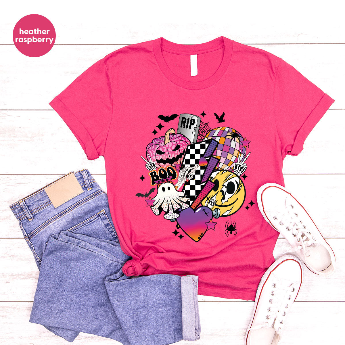 Halloween Shirt, Halloween Gifts, Spooky Season Shirt, Pumpkin Graphic Tees, Girls Fall Clothing, Halloween Party Outfit, Ghost Vneck Shirt