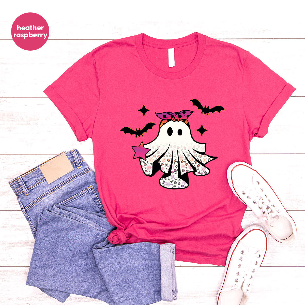 Spooky Season Outfit, Ghost Graphic Tee, Girls Boo Vneck TShirt