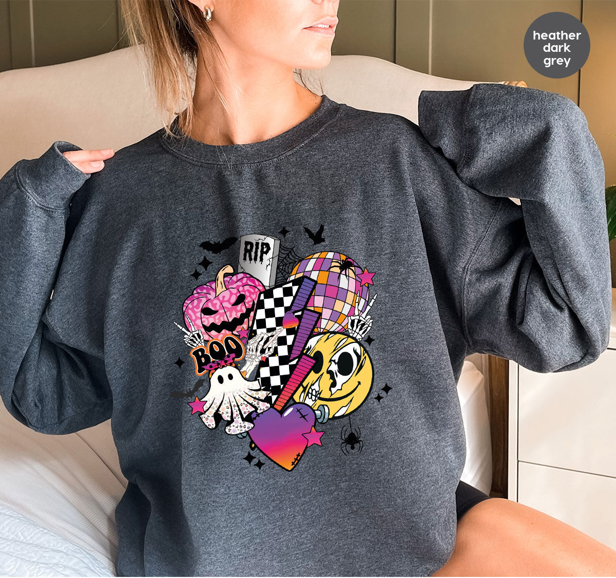 Halloween Shirt, Halloween Gifts, Spooky Season Shirt, Pumpkin Graphic Tees, Girls Fall Clothing, Halloween Party Outfit, Ghost Vneck Shirt