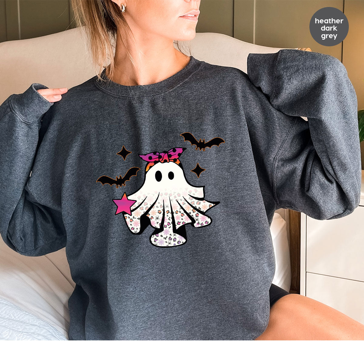 Spooky Season Outfit, Ghost Graphic Tee, Girls Boo Vneck TShirt