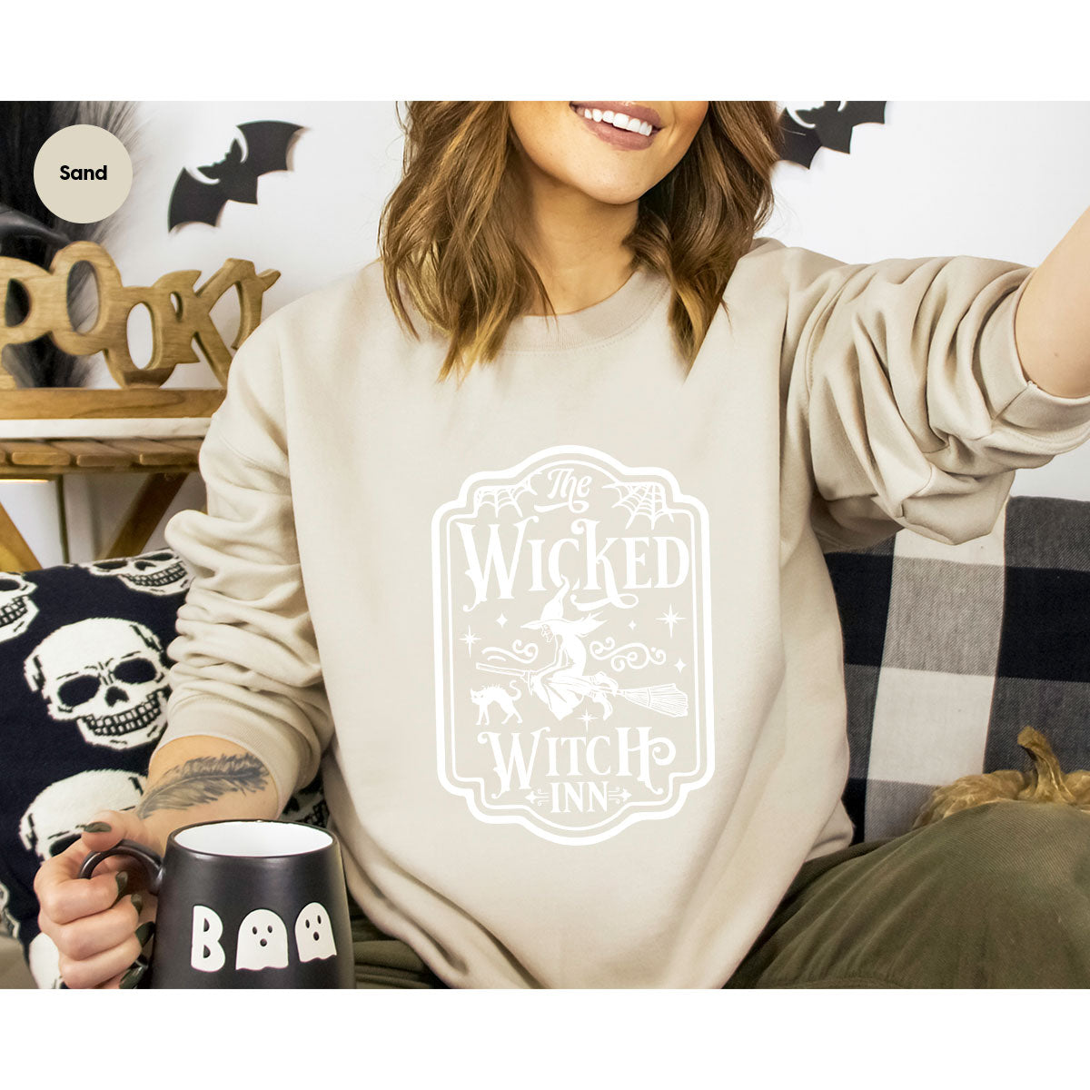 Witch Crewneck Sweatshirt, Halloween Shirts for Women, Funny Gift For Her, Spooky Season Party Tshirt, Witchy Graphic Tees
