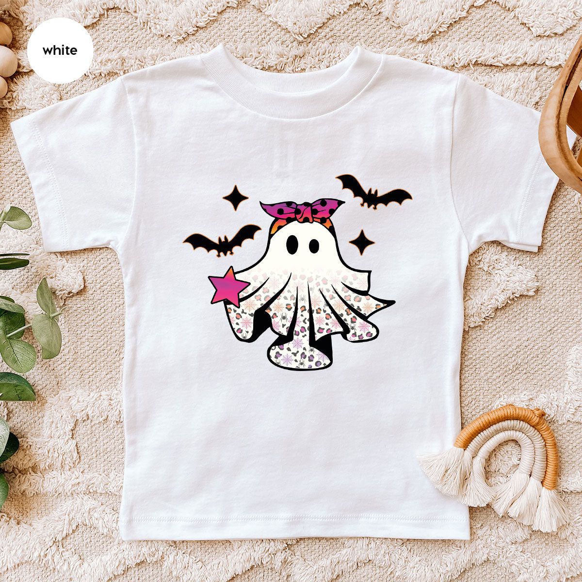 Spooky Season Outfit, Ghost Graphic Tee, Girls Boo Vneck TShirt