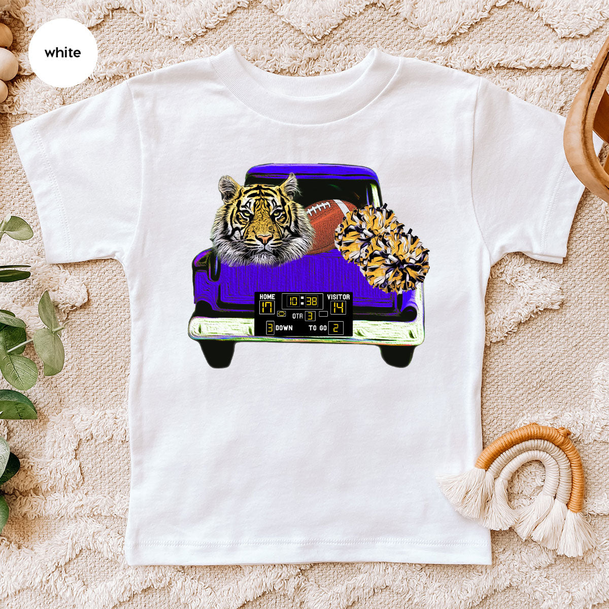 Football Truck Shirt, Tiger Graphic Tees, Football Mom TShirt, Football Gifts for Her, Cheer Vneck Shirt, Gift for Him, Sports Clothing