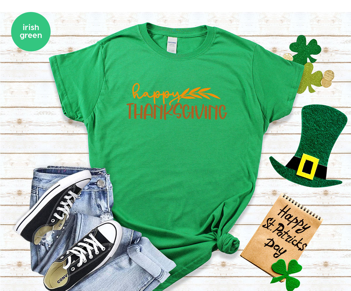Happy Thanksgiving Shirt, Fall Crewneck Sweatshirt, Family Gifts, Matching Family TShirts, Autumn Vneck Tshirt, Leaves Graphic Tees