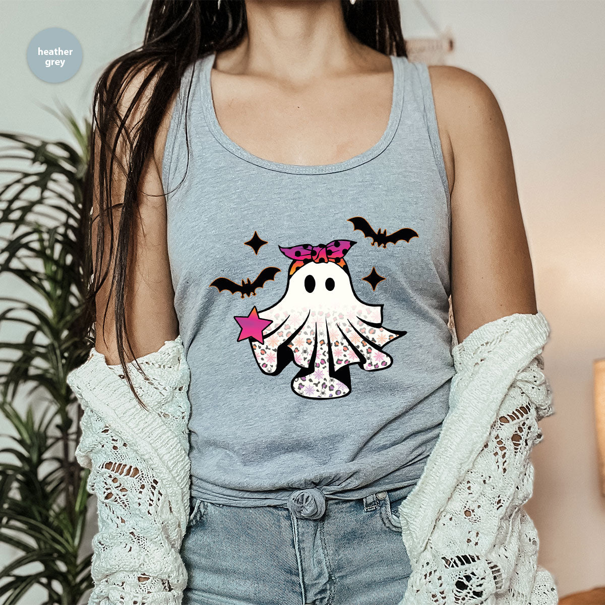 Spooky Season Outfit, Ghost Graphic Tee, Girls Boo Vneck TShirt