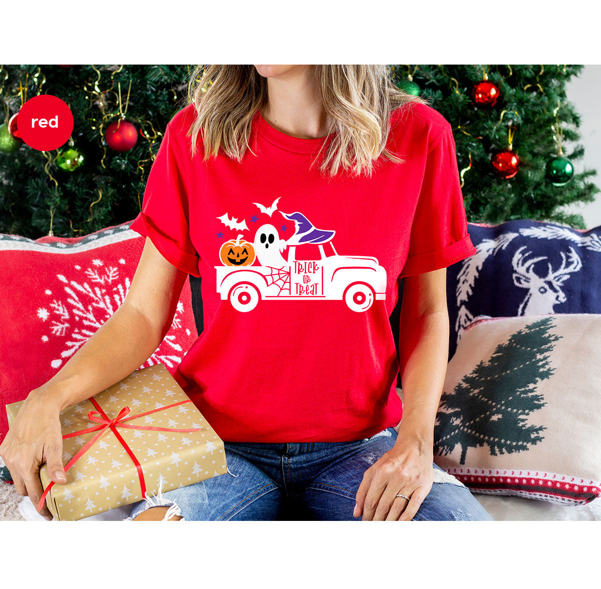 Halloween Sweatshirt, Halloween Gifts, Pumpkin Graphic Tees, Spooky Season Clothes, Witchy Vneck Shirt, Cute Ghost TShirt, Boo Truck T-Shirt