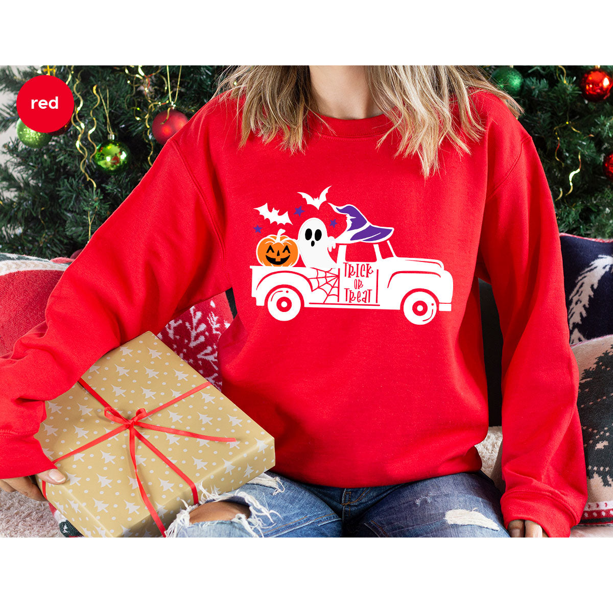 Halloween Sweatshirt, Halloween Gifts, Pumpkin Graphic Tees, Spooky Season Clothes, Witchy Vneck Shirt, Cute Ghost TShirt, Boo Truck T-Shirt