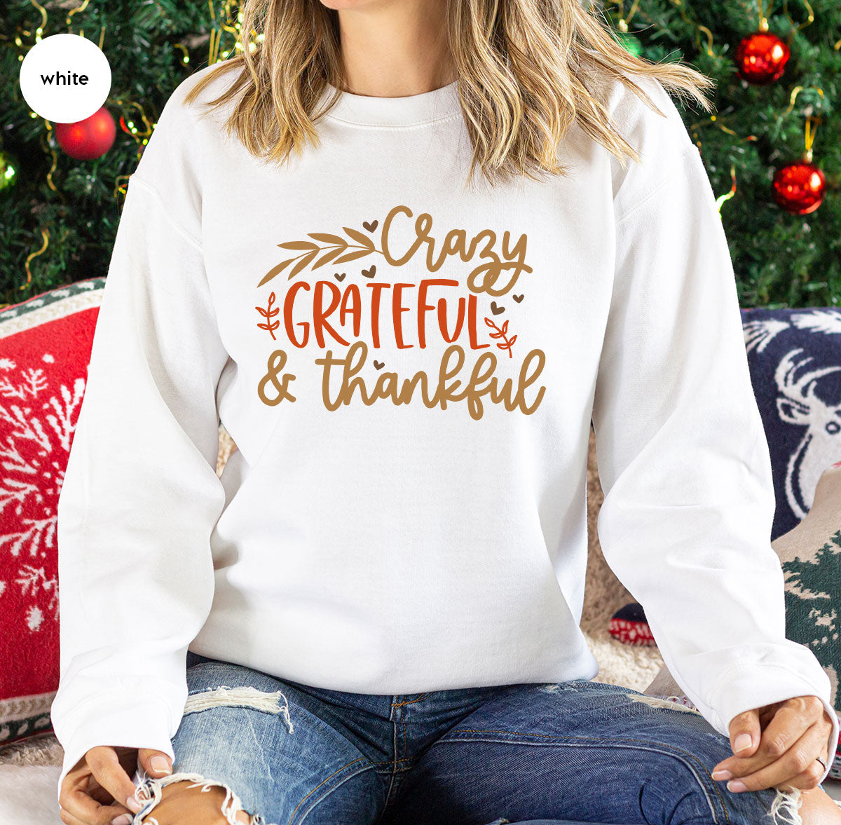 Funny Fall T Shirt, Gift for Her, Crazy Grateful Thankful T-Shirt, Autumn Clothing, Happy Thanksgiving TShirts, Leaves Graphic Tees