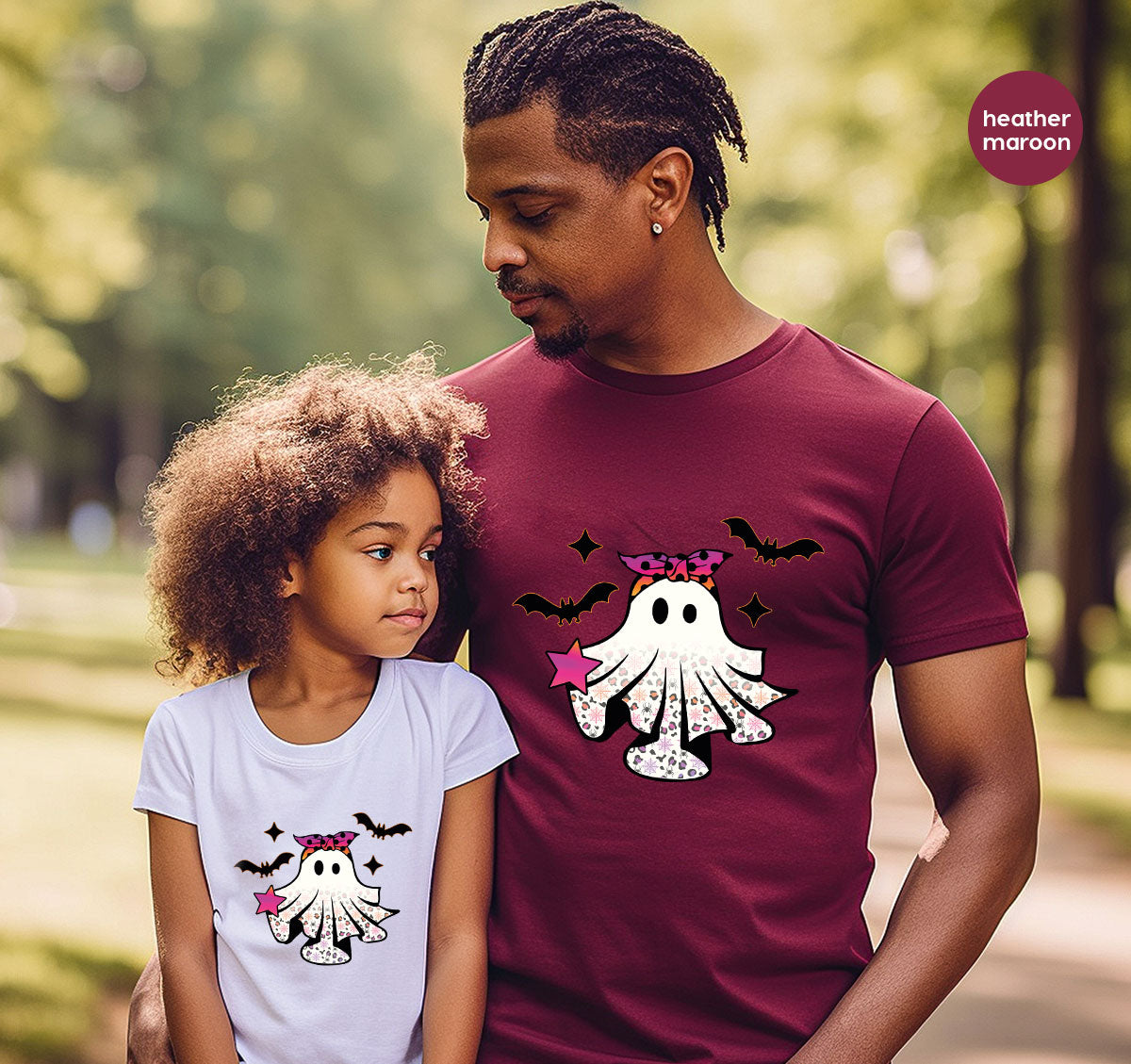 Spooky Season Outfit, Ghost Graphic Tee, Girls Boo Vneck TShirt