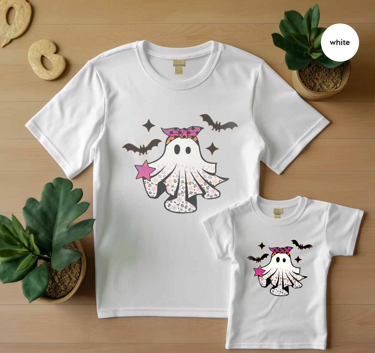Spooky Season Outfit, Ghost Graphic Tee, Girls Boo Vneck TShirt