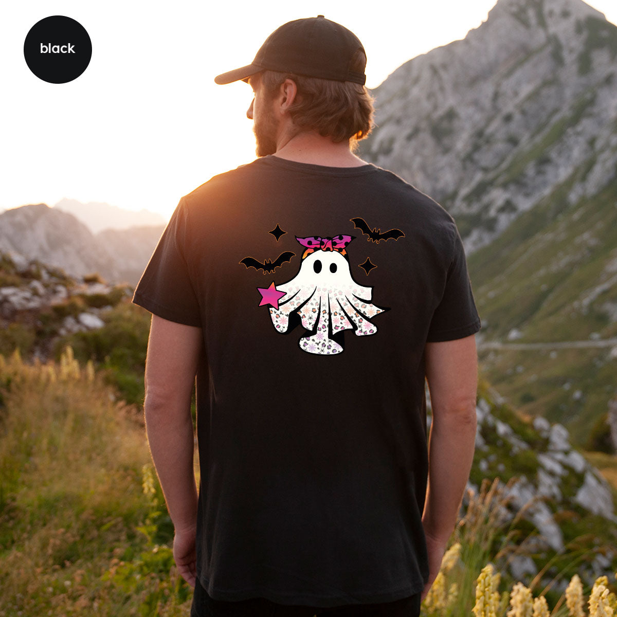 Spooky Season Outfit, Ghost Graphic Tee, Girls Boo Vneck TShirt