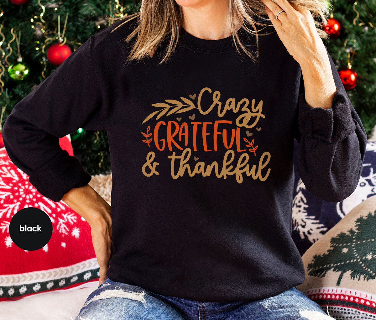 Funny Fall T Shirt, Gift for Her, Crazy Grateful Thankful T-Shirt, Autumn Clothing, Happy Thanksgiving TShirts, Leaves Graphic Tees