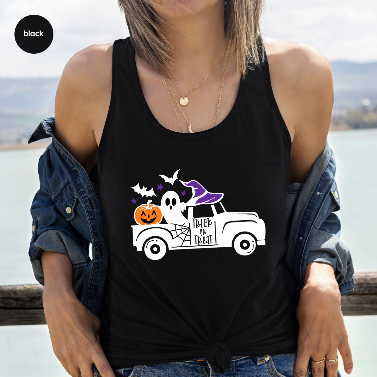 Halloween Sweatshirt, Halloween Gifts, Pumpkin Graphic Tees, Spooky Season Clothes, Witchy Vneck Shirt, Cute Ghost TShirt, Boo Truck T-Shirt