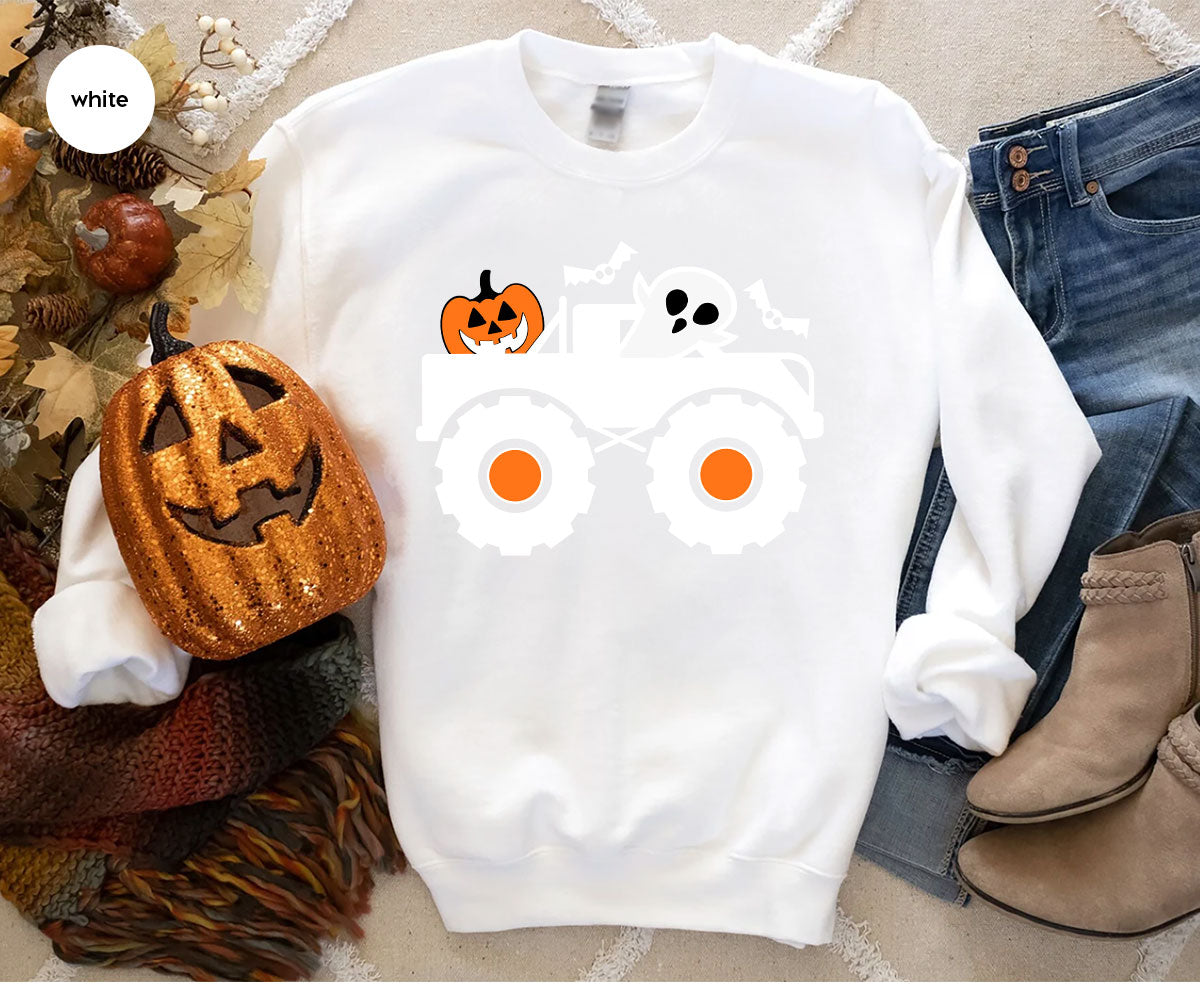 Kids Halloween Shirt, Halloween Gifts, Boys Truck T-Shirt, Ghost Outfit, Pumpkin Graphic Tees, Spooky Season Gifts, Toddler Clothes