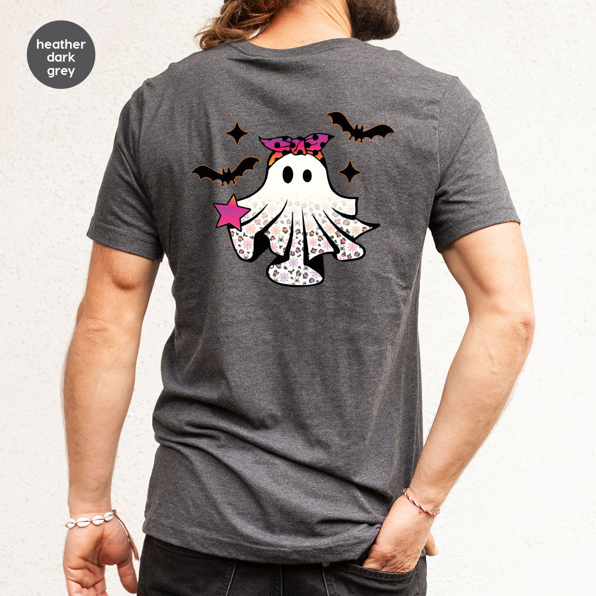 Spooky Season Outfit, Ghost Graphic Tee, Girls Boo Vneck TShirt