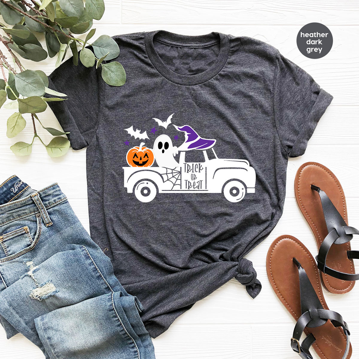 Halloween Sweatshirt, Halloween Gifts, Pumpkin Graphic Tees, Spooky Season Clothes, Witchy Vneck Shirt, Cute Ghost TShirt, Boo Truck T-Shirt