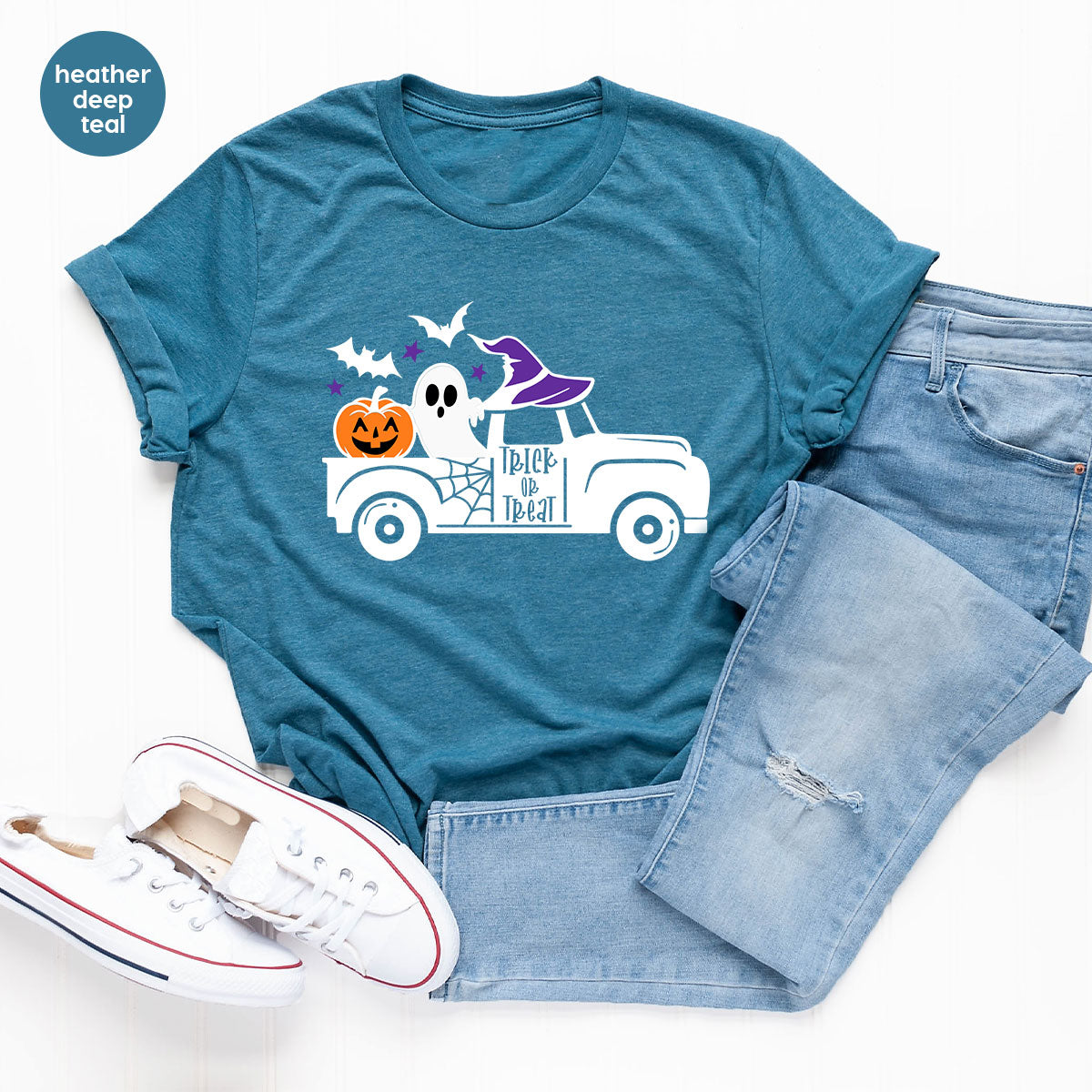 Halloween Sweatshirt, Halloween Gifts, Pumpkin Graphic Tees, Spooky Season Clothes, Witchy Vneck Shirt, Cute Ghost TShirt, Boo Truck T-Shirt