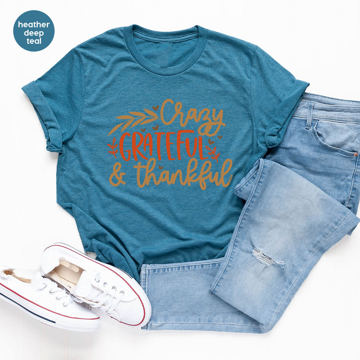 Funny Fall T Shirt, Gift for Her, Crazy Grateful Thankful T-Shirt, Autumn Clothing, Happy Thanksgiving TShirts, Leaves Graphic Tees