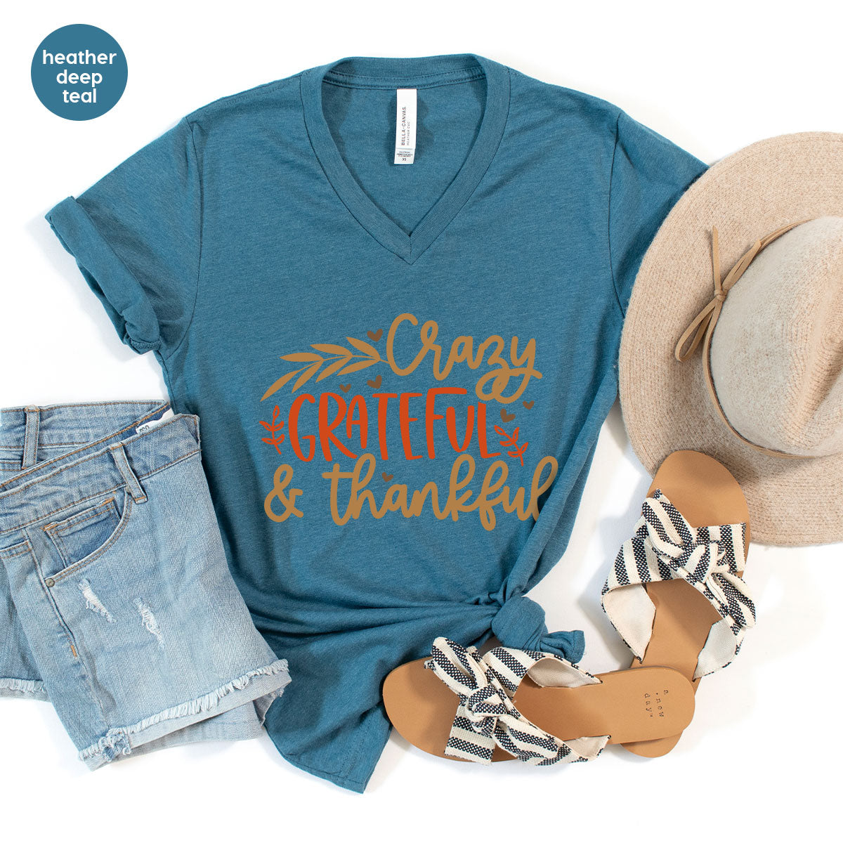 Funny Fall T Shirt, Gift for Her, Crazy Grateful Thankful T-Shirt, Autumn Clothing, Happy Thanksgiving TShirts, Leaves Graphic Tees