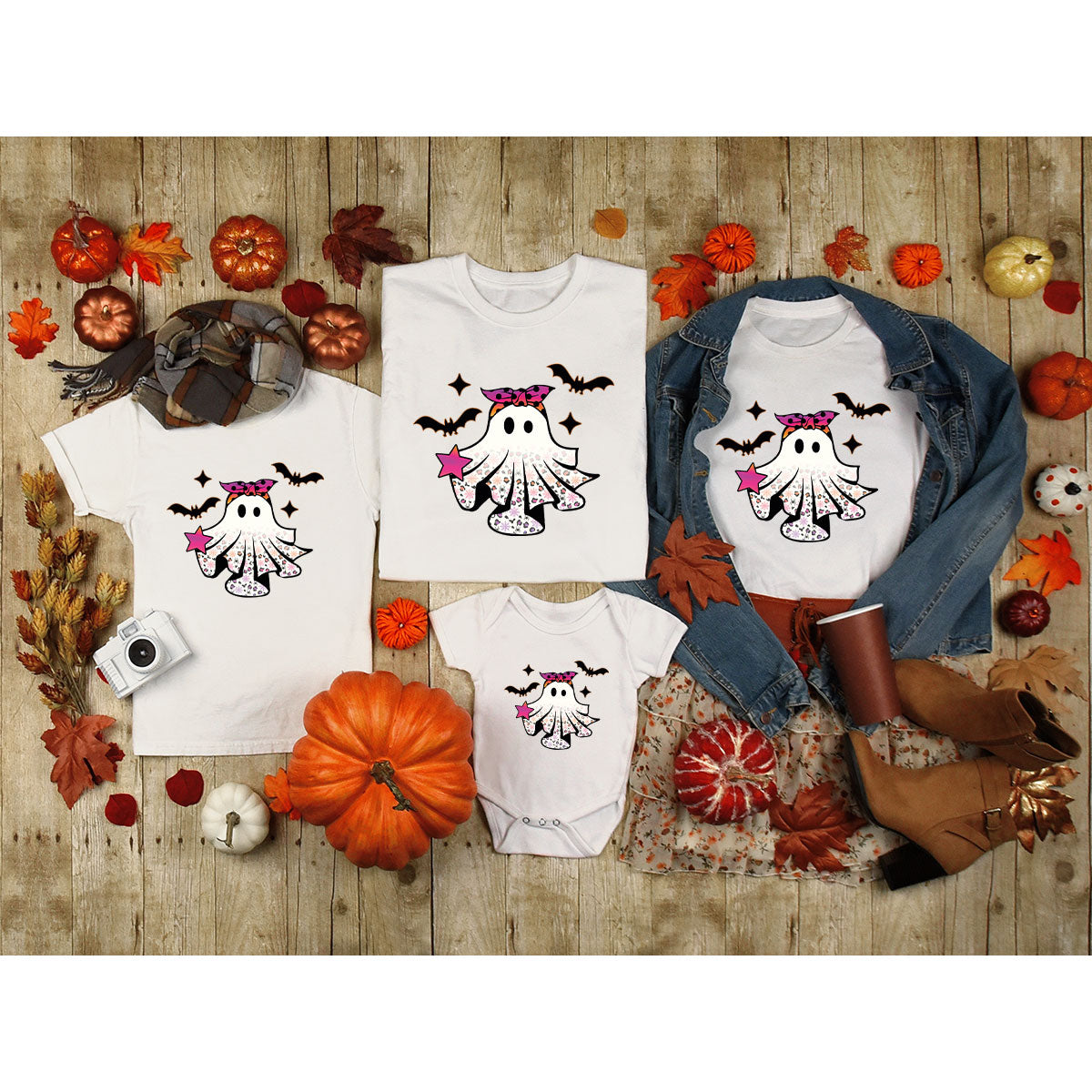 Spooky Season Outfit, Ghost Graphic Tee, Girls Boo Vneck TShirt
