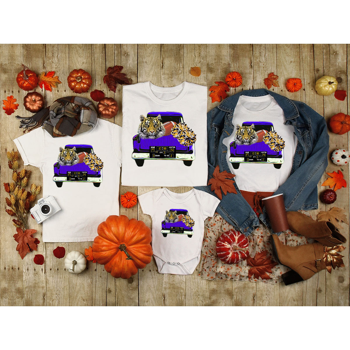 Football Truck Shirt, Tiger Graphic Tees, Football Mom TShirt, Football Gifts for Her, Cheer Vneck Shirt, Gift for Him, Sports Clothing