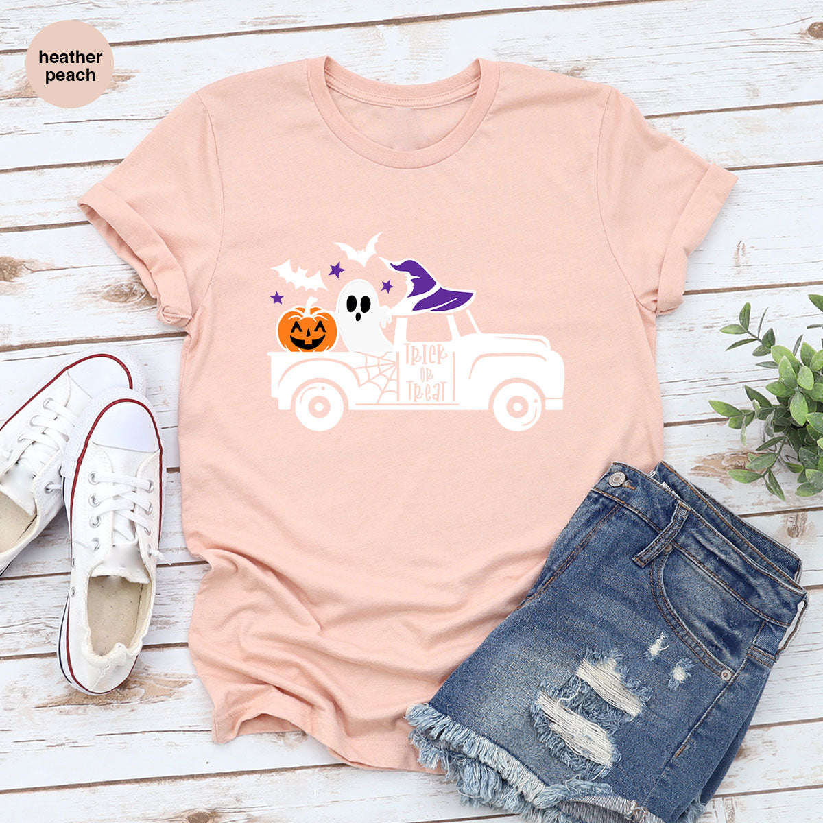 Halloween Sweatshirt, Halloween Gifts, Pumpkin Graphic Tees, Spooky Season Clothes, Witchy Vneck Shirt, Cute Ghost TShirt, Boo Truck T-Shirt