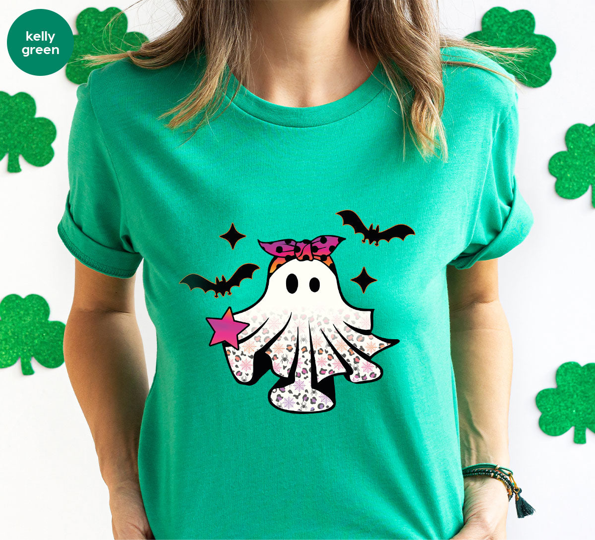Spooky Season Outfit, Ghost Graphic Tee, Girls Boo Vneck TShirt