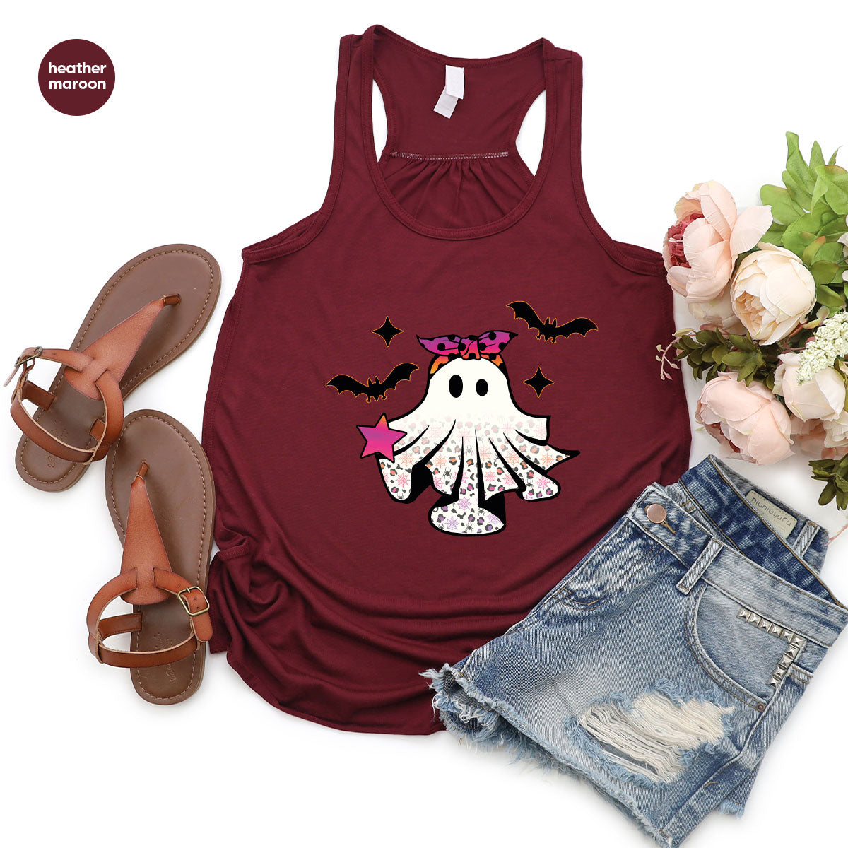 Spooky Season Outfit, Ghost Graphic Tee, Girls Boo Vneck TShirt