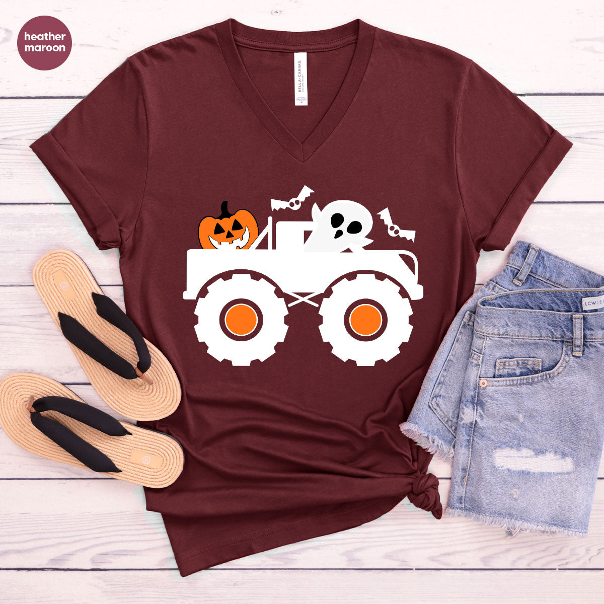 Kids Halloween Shirt, Halloween Gifts, Boys Truck T-Shirt, Ghost Outfit, Pumpkin Graphic Tees, Spooky Season Gifts, Toddler Clothes
