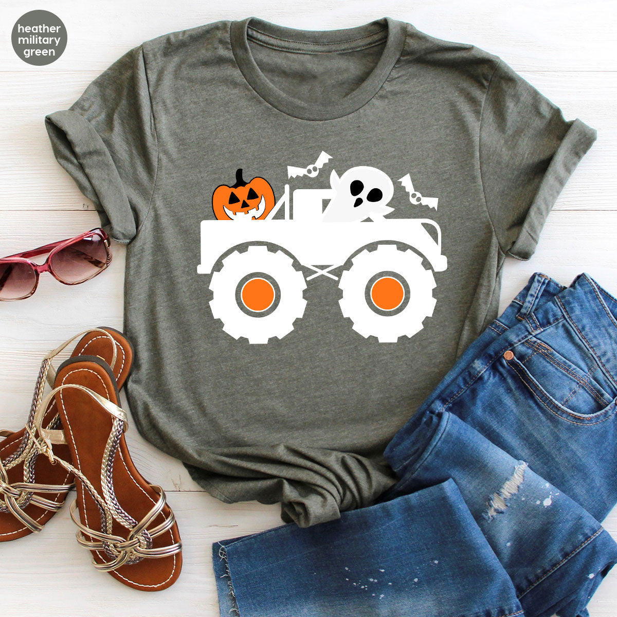 Kids Halloween Shirt, Halloween Gifts, Boys Truck T-Shirt, Ghost Outfit, Pumpkin Graphic Tees, Spooky Season Gifts, Toddler Clothes