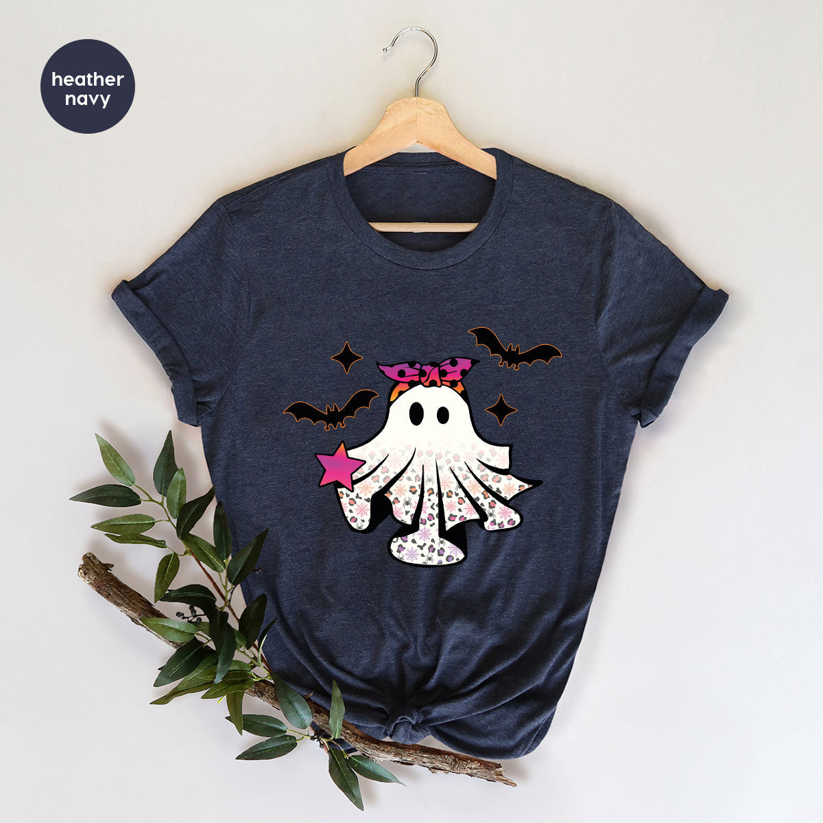 Spooky Season Outfit, Ghost Graphic Tee, Girls Boo Vneck TShirt