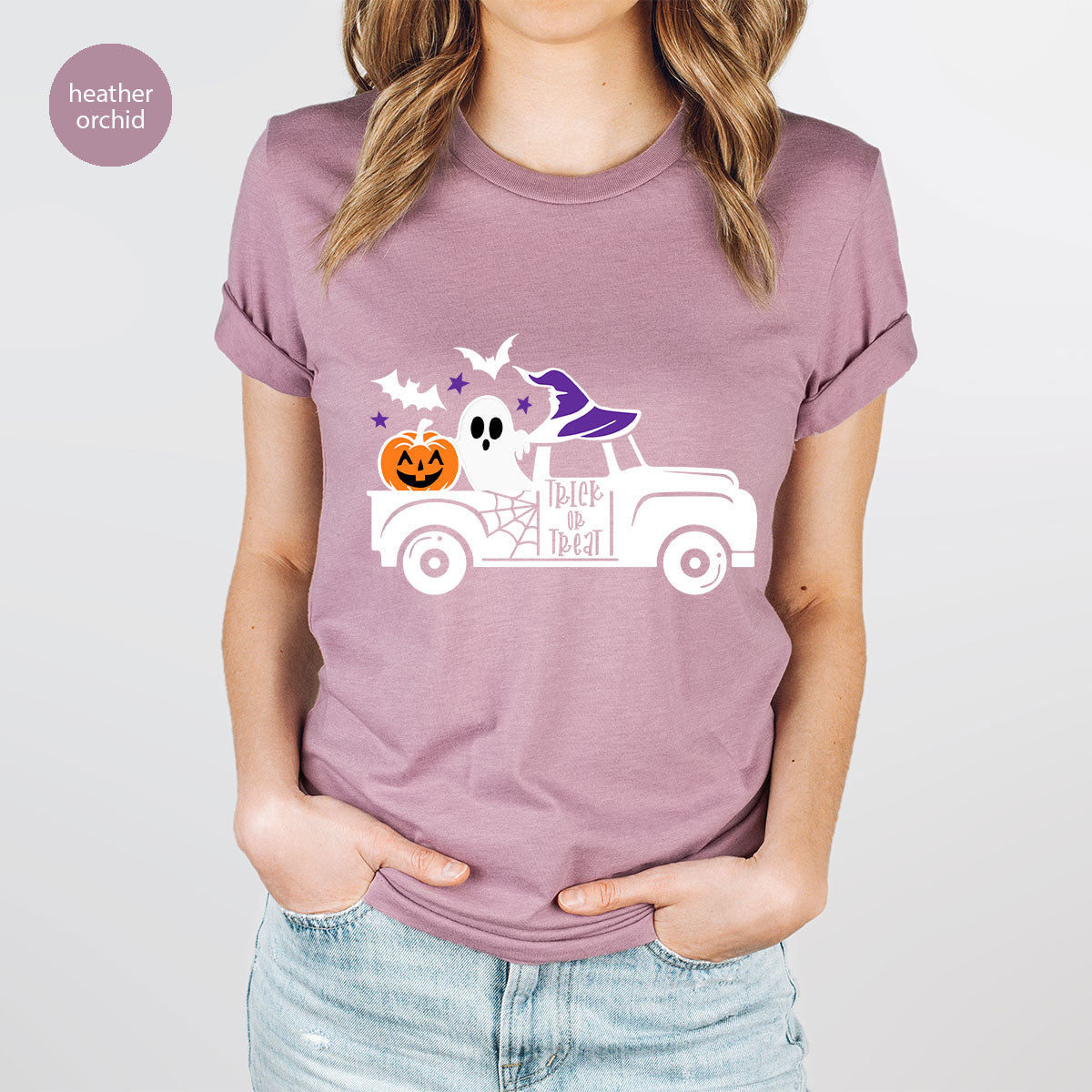 Halloween Sweatshirt, Halloween Gifts, Pumpkin Graphic Tees, Spooky Season Clothes, Witchy Vneck Shirt, Cute Ghost TShirt, Boo Truck T-Shirt