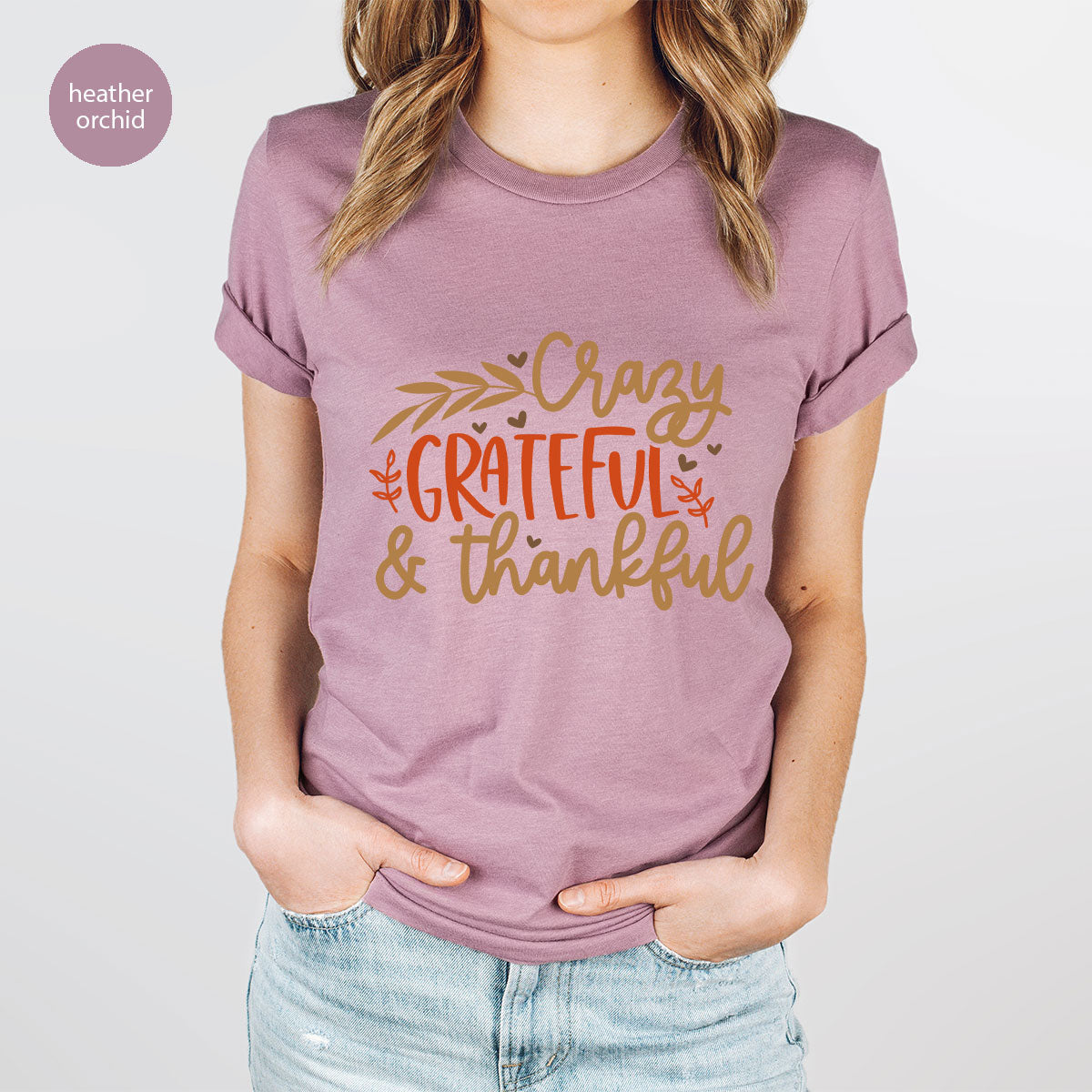 Funny Fall T Shirt, Gift for Her, Crazy Grateful Thankful T-Shirt, Autumn Clothing, Happy Thanksgiving TShirts, Leaves Graphic Tees