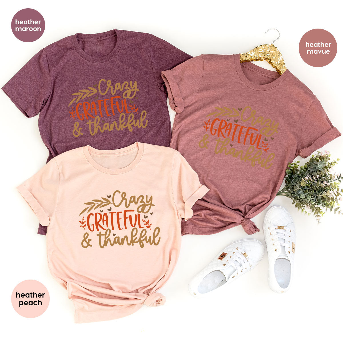 Funny Fall T Shirt, Gift for Her, Crazy Grateful Thankful T-Shirt, Autumn Clothing, Happy Thanksgiving TShirts, Leaves Graphic Tees