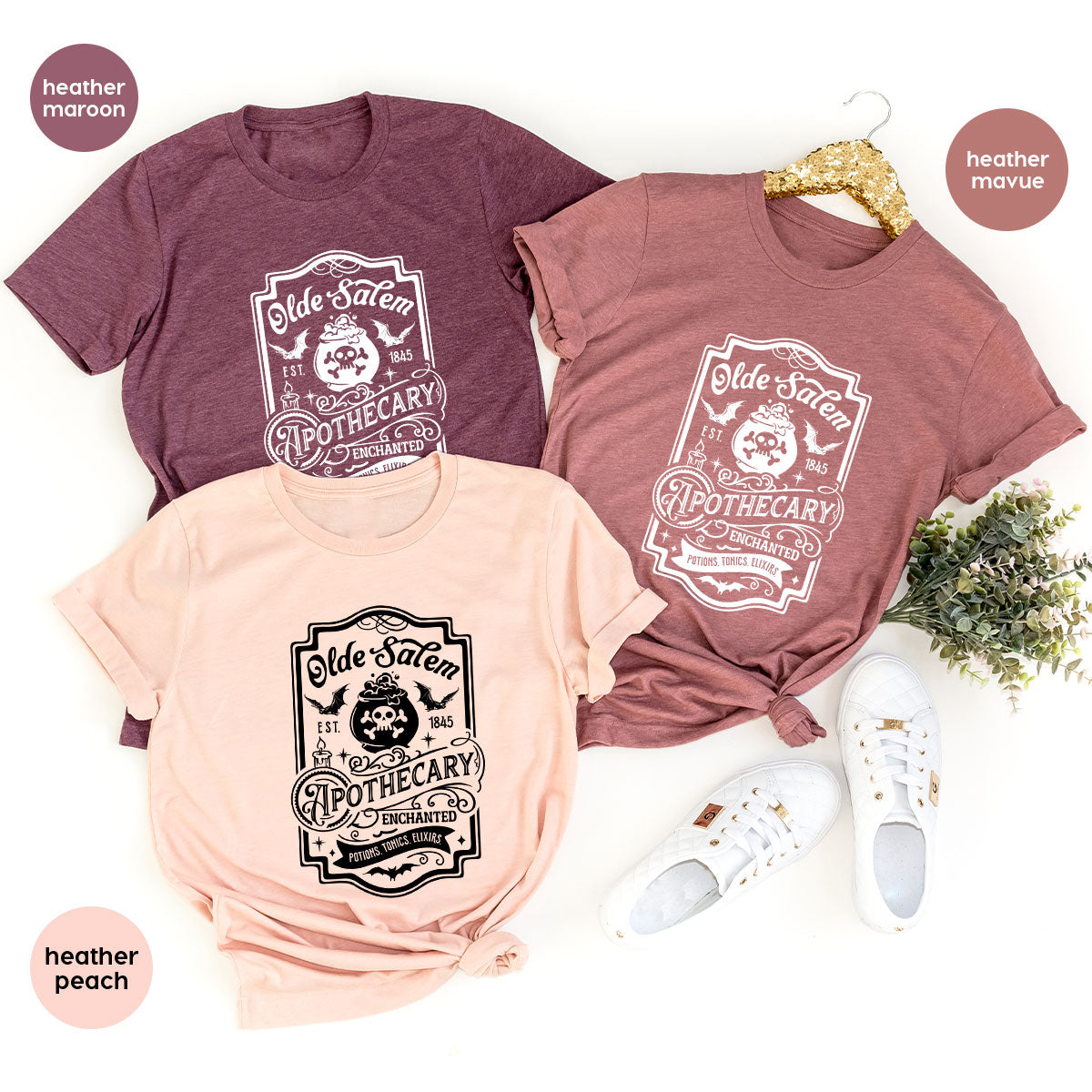 Spooky Season Clothing, Witches Crewneck Sweatshirts, Halloween Gifts, Salem Graphic Tees, Girls Apothecary T-Shirt, Womens Vneck Tshirt
