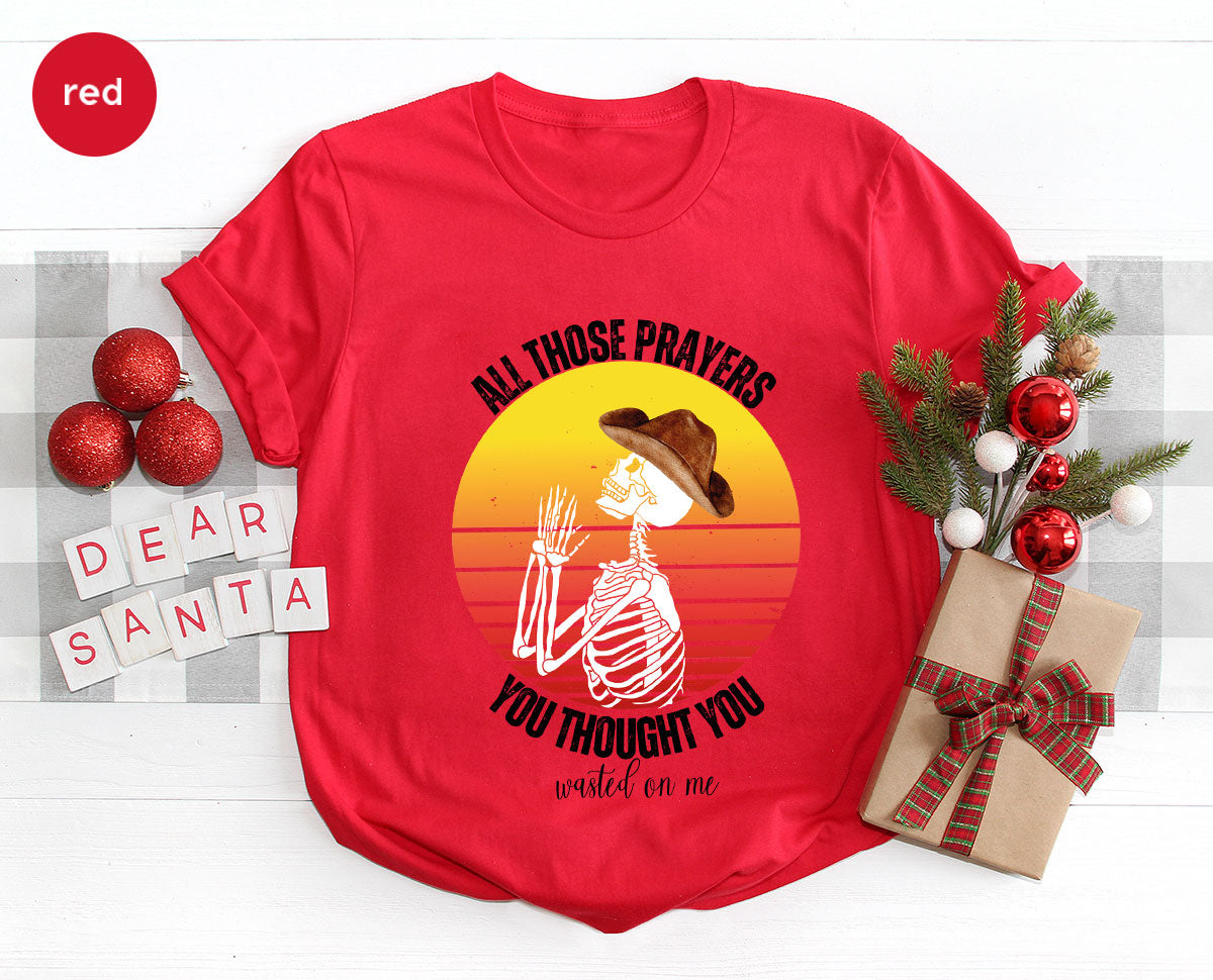 Halloween Crewneck Sweatshirt, Vintage Skeleton Shirt, Christian Vneck T Shirts