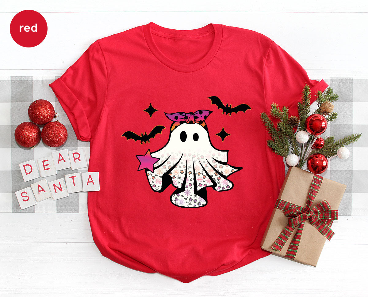 Spooky Season Outfit, Ghost Graphic Tee, Girls Boo Vneck TShirt