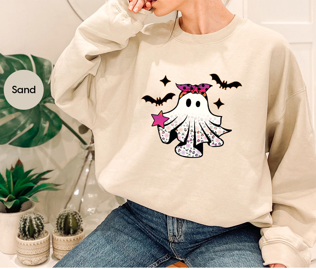Spooky Season Outfit, Ghost Graphic Tee, Girls Boo Vneck TShirt